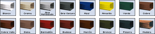 Imagen: Gama de Colores de Canalones en Aluminio